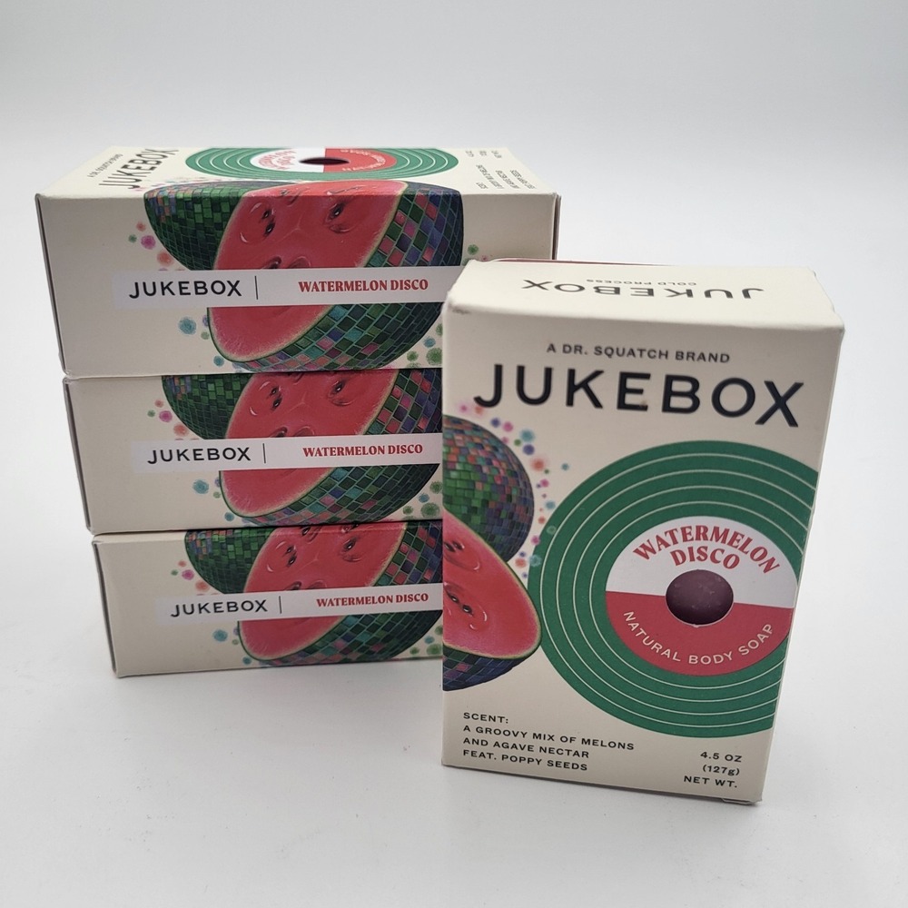 Lot of 4 Jukebox‎ Watermelon Disco Natural Body Bar Soap 4.5oz Heavy Scrub